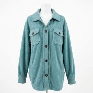NEW ZENANA oversized fleece shacket in dusty teal